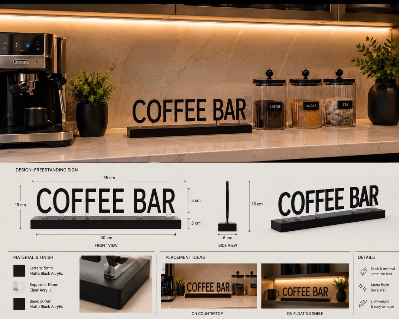 Premium Acrylic Coffee Bar Signage